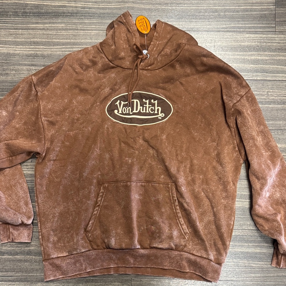 Von Dutch Brown Tie-Dye Logo Hooded Sweatshirt